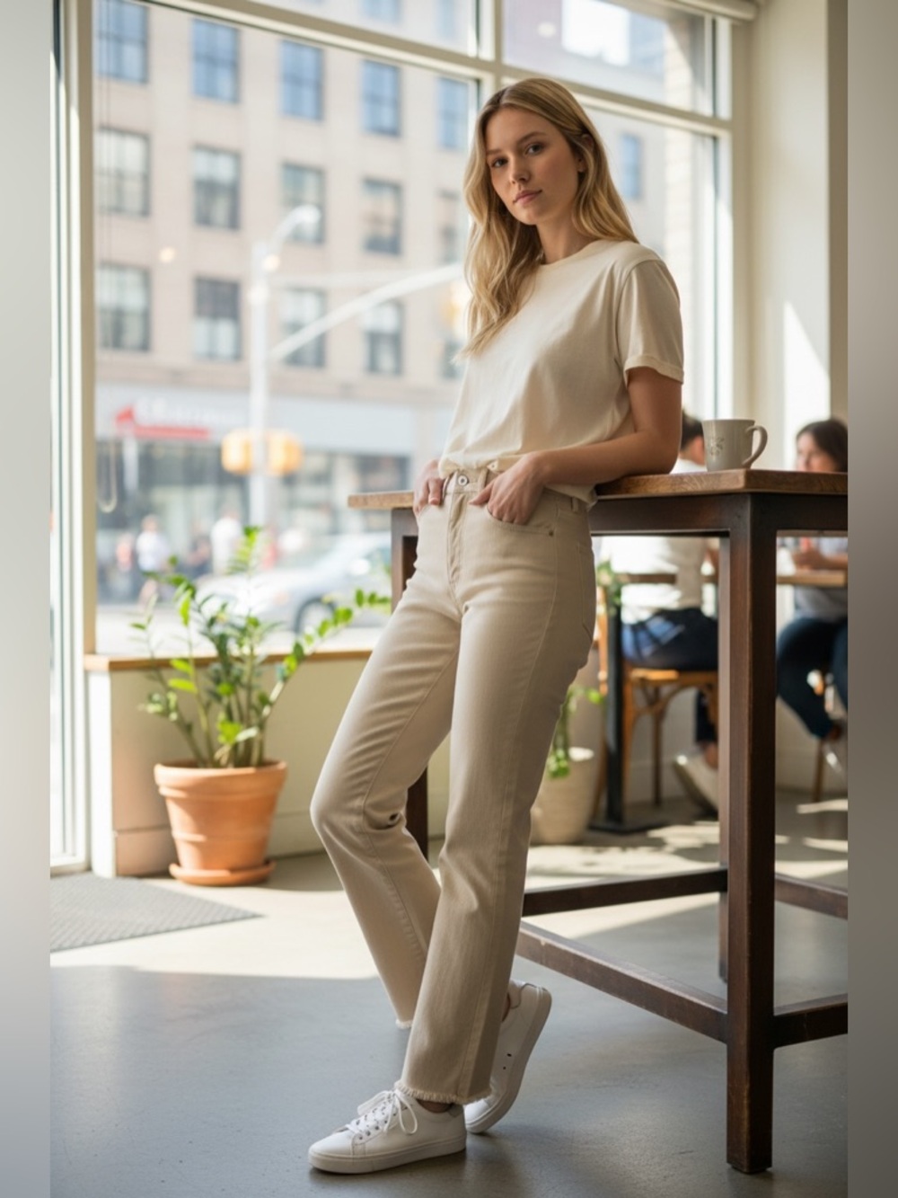 LA Ligne Straight Raw Hem Jeans